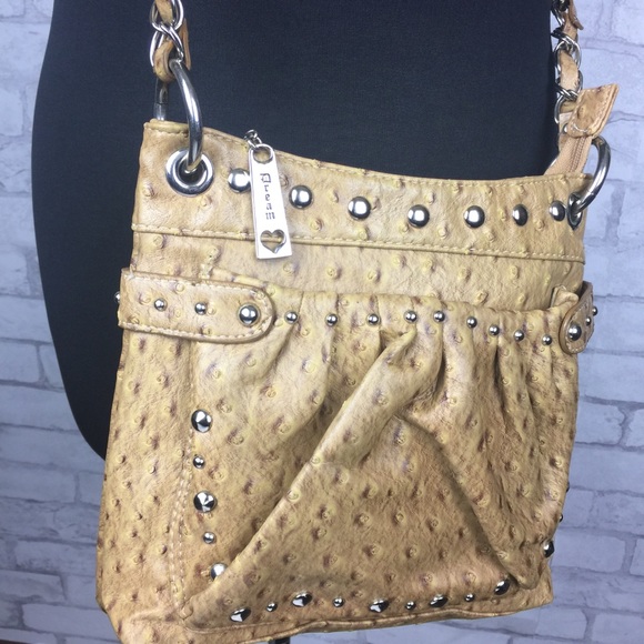 Reflections Tan Crossbody Studded Trim Handbag - Picture 3 of 7